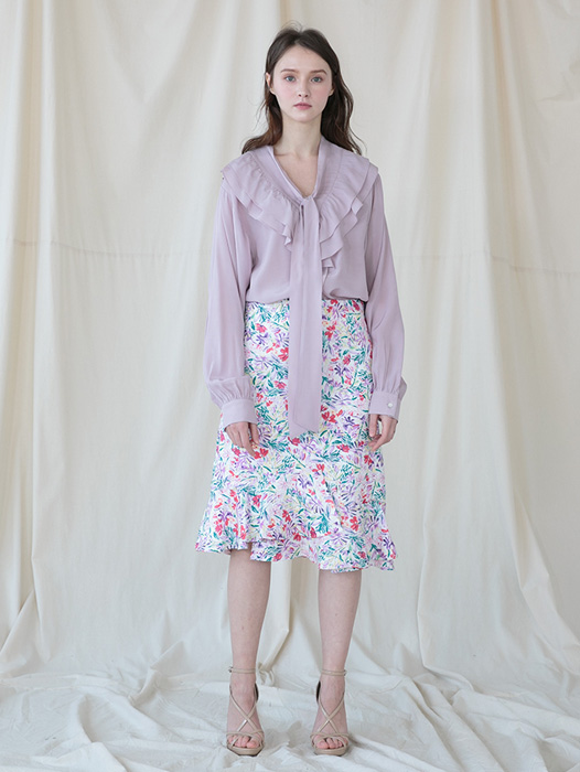 [Coett] Linen Flower Skirt_RED